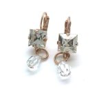 Mariana Earrings Dangling Square & Tear Drop Clear Crystal Swarovski On A Clear Day Sweet Summer Coll.