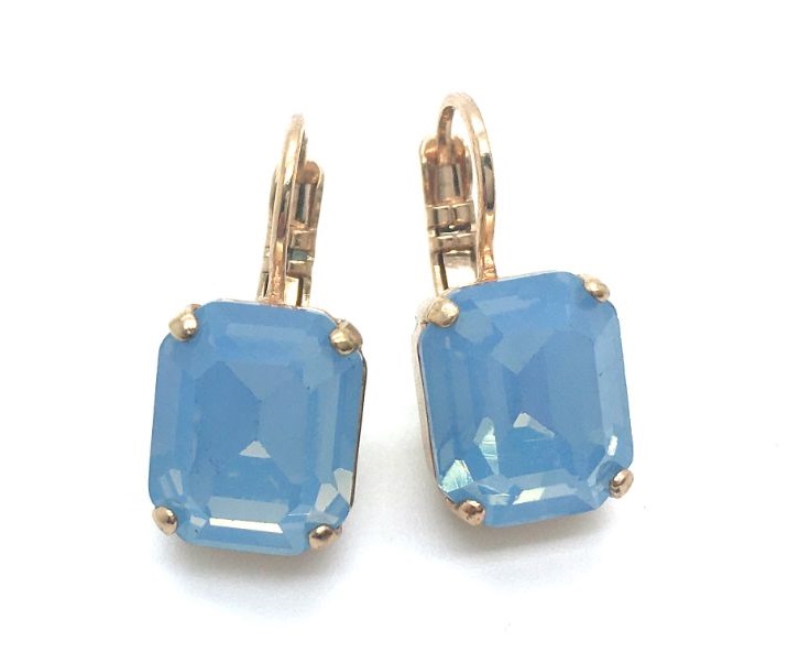 E-1421-1-120-RG6 (2) Mariana Earrings Rectangular Blue Opal Austrian Crystals My Treasures Coll. - Image 1