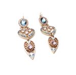 Mariana Earrings Drop Pink & Sapphire Austrian Crystals California Dreaming Songbook Coll. - Image 3