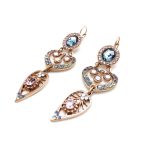 Mariana Earrings Drop Pink & Sapphire Austrian Crystals California Dreaming Songbook Coll.