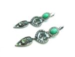 Earrings By Mariana Woman Drop Turquoise Mineral and Opal Swarovski Crystals - Image 3