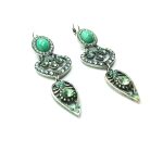 Earrings By Mariana Woman Drop Turquoise Mineral and Opal Swarovski Crystals - Image 2