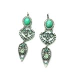 Earrings By Mariana Woman Drop Turquoise Mineral and Opal Swarovski Crystals