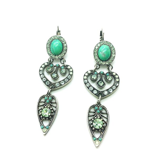 Earrings By Mariana Woman Drop Turquoise Mineral and Opal Swarovski Crystals