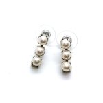 Earrings By Mariana Lovely Triple Tier Cream Pearl Swarovski Crystals