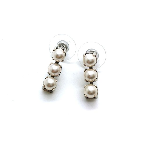 Earrings By Mariana Lovely Triple Tier Cream Pearl Swarovski Crystals