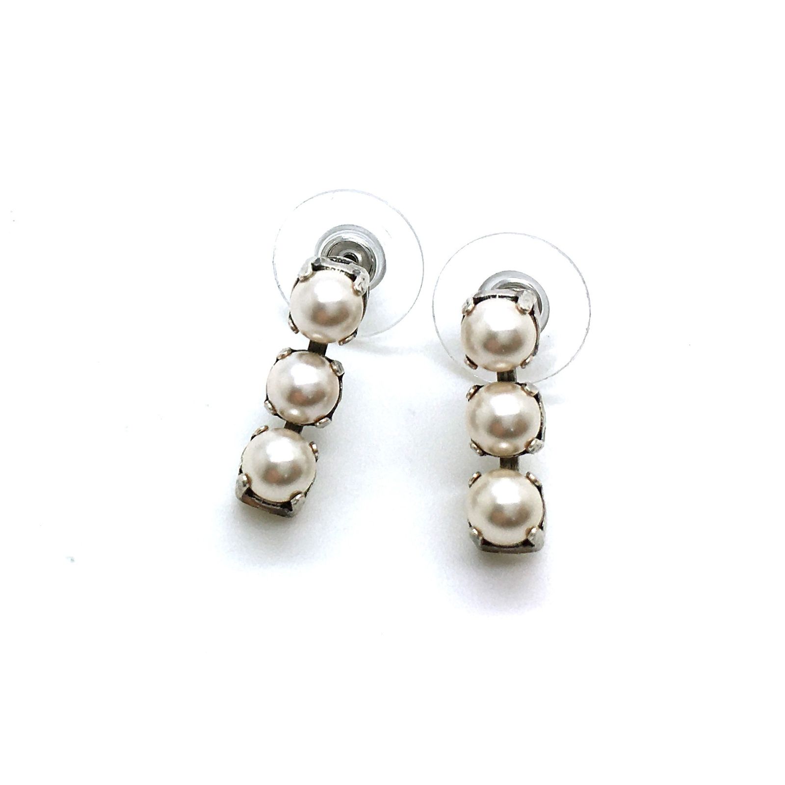 E-1425-1-139139-SP2 (2) Earrings By Mariana Lovely Triple Tier Cream Pearl Swarovski Crystals - Image 1