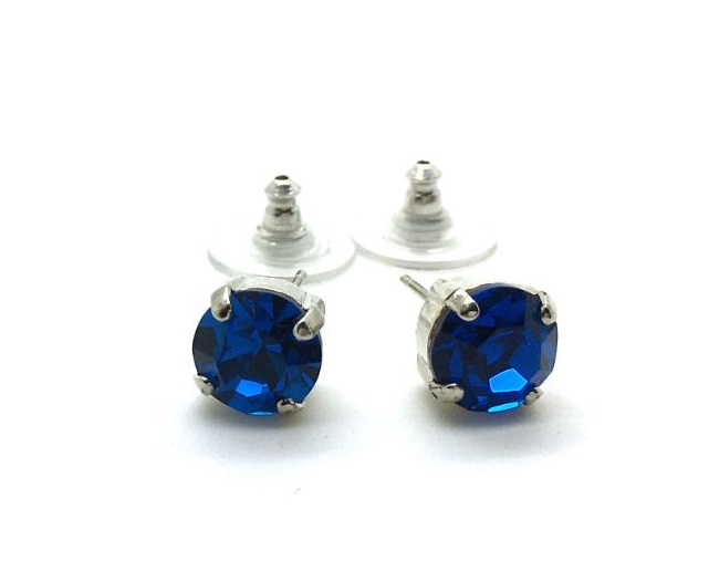 E-1440-243-RO (2) Earrings By Mariana Woman Studs Timeless Round Capri Blue Swarovski Crystals - Image 1