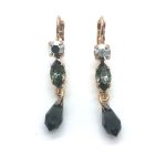 Earrings By Mariana Woman Triple Drop Black Swarovski Crystals
