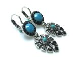 Mariana Earrings Ornate Dangling Turquoise and Austrian Crystal Zanzibar Africa Coll. - Image 3