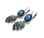 Mariana Earrings Ornate Dangling Turquoise and Austrian Crystal Zanzibar Africa Coll. - Image 2