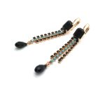 Mariana Earrings Elegant Dangling Jet Black & Turquoise Crystal Swarovski My Treasures Coll. - Image 2