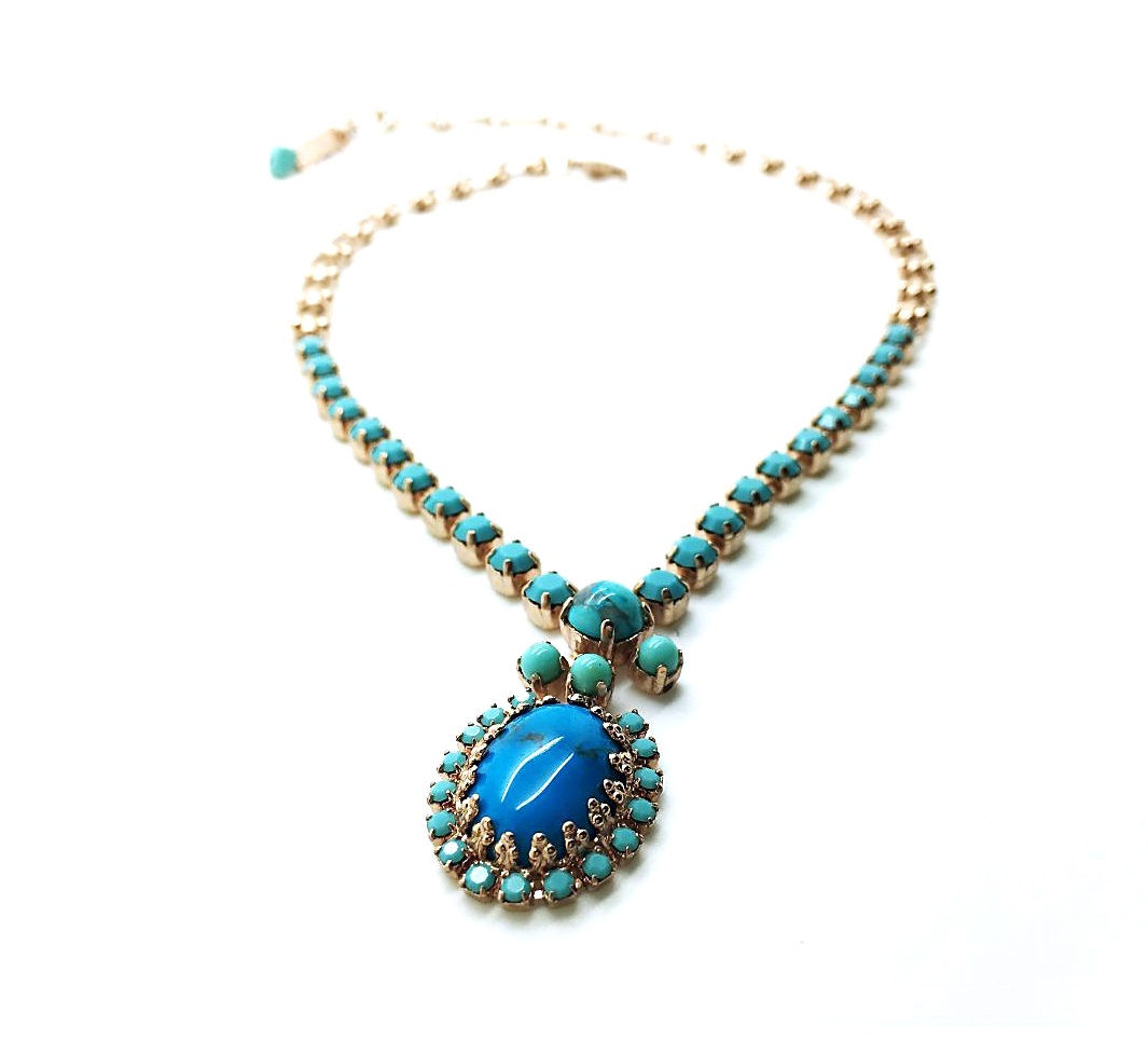 N-3008-4-77267-RG (5) Mariana Necklace Pendant Howlite Turq & Turquoise Beautiful My Treasures Coll. - Image 1