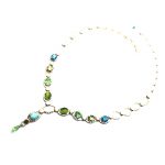 Mariana Necklace Beautiful Turquoise Mineral & Green, Blue Swarovski Crystals Caprioska Cocktail Hour Coll.