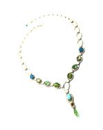 Mariana Necklace Beautiful Turquoise Mineral & Green, Blue Swarovski Crystals Caprioska Cocktail Hour Coll. - Image 3