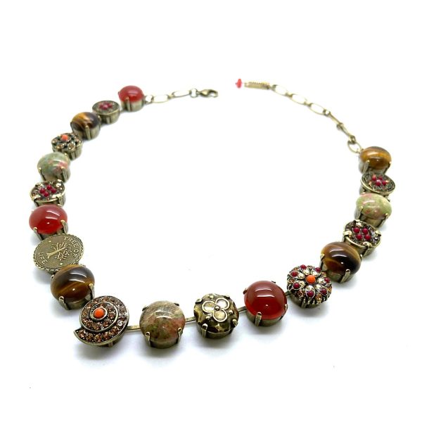 Necklace By Mariana Marrakech Coll. Classic  Epidote, Tiger Eye and Ckine Agate Minerals