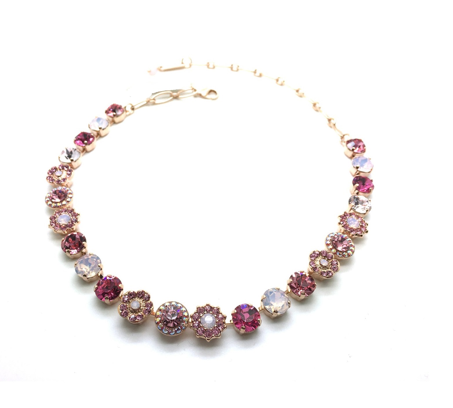 N-3045-1-2230-RG (2) Mariana Necklace Flower Shape Pink & Lavender Austrian Crystals "Pretty In Pink" Coll. - Image 1