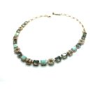 Mariana Necklace Flowers & Emerald Shape Turquoise and Black Diamond Swarovski Crystals My Treasures Coll. - Image 3