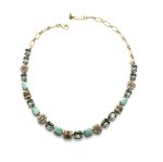 Mariana Necklace Flowers & Emerald Shape Turquoise and Black Diamond Swarovski Crystals My Treasures Coll.