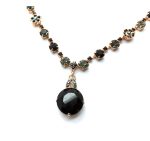 Mariana Necklace Round Black Pendant & Flowers Swarovski Crystals Checkmate Cocktail Hour Coll. - Image 3