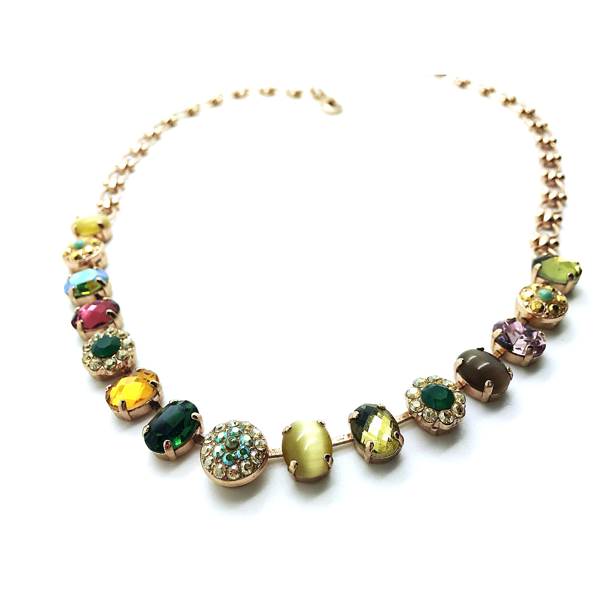N-3416-1002-RG (5) Mariana Necklace Oval & Flower Yellow & Brown Swarovski Crystal Goldfinger Coll. - Image 1