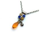 Necklace Pendant By Mariana Woman Sapphire and Topaz Swarovski Crystals