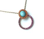 Mariana Necklace Turquoise Mineral & Purple Circle Crystal Swarovski Masai Africa coll. - Image 3