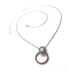 Mariana Necklace Turquoise Mineral & Purple Circle Crystal Swarovski Masai Africa coll.