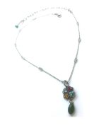 Mariana Necklace Beautiful Clover Shape with Tear Drop Crystal Swarovski Blue Suede Shoes Nostalgia Coll. - Image 3