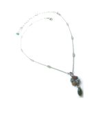 Mariana Necklace Beautiful Clover Shape with Tear Drop Crystal Swarovski Blue Suede Shoes Nostalgia Coll. - Image 2