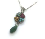 Mariana Necklace Beautiful Clover Shape with Tear Drop Crystal Swarovski Blue Suede Shoes Nostalgia Coll.