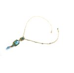 Mariana Necklace Rectangular Pendant & Tear Drop Blue Crystal Swarovski Caprioska Cocktail Hour Coll. - Image 3