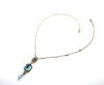 Mariana Necklace Rectangular Pendant & Tear Drop Blue Crystal Swarovski Caprioska Cocktail Hour Coll.