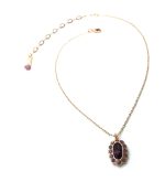 Mariana Necklace Purple Oval Flower Shape Swarovski Crystals Bohemian Rhapsody Songbook Coll.