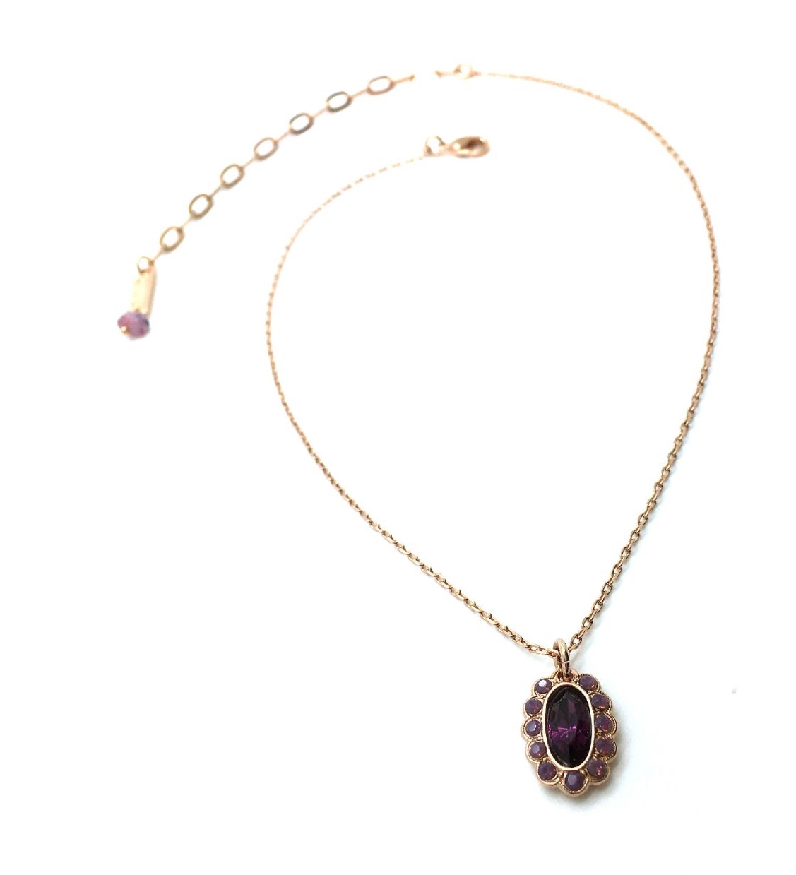 N-5132-1072-RG (3) Mariana Necklace Purple Oval Flower Shape Swarovski Crystals Bohemian Rhapsody Songbook Coll. - Image 1