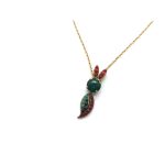 Mariana Necklace Bunny Leaf Shape Pendant Colorful Austrian Crystals Poppy East Meets West Coll.
