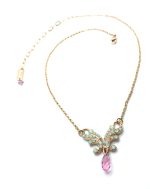 Mariana Necklace Butterfly Shape with Tear Drop Austrian Crystal Levander Botanica Coll. - Image 3