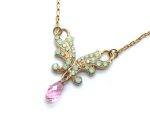 Mariana Necklace Butterfly Shape with Tear Drop Austrian Crystal Levander Botanica Coll.