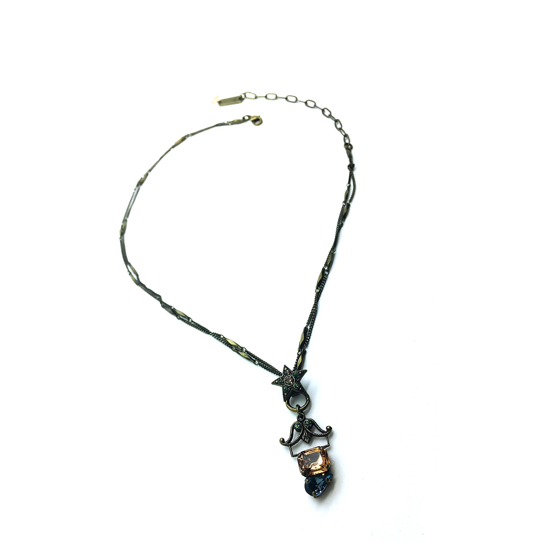 N-5201-903-AG (2) (1) Mariana Necklace Pendant Elegant Blue & Topaz Star Swarovski Crystals My Treasures Coll. - Image 1