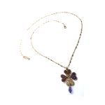 Necklace Pendant By Mariana Woman Clover Amethyst and Topaz Swarovski Crystals