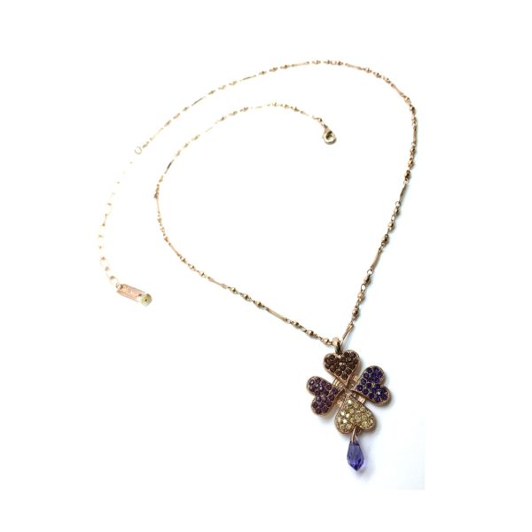 Necklace Pendant By Mariana Woman Clover Amethyst and Topaz Swarovski Crystals