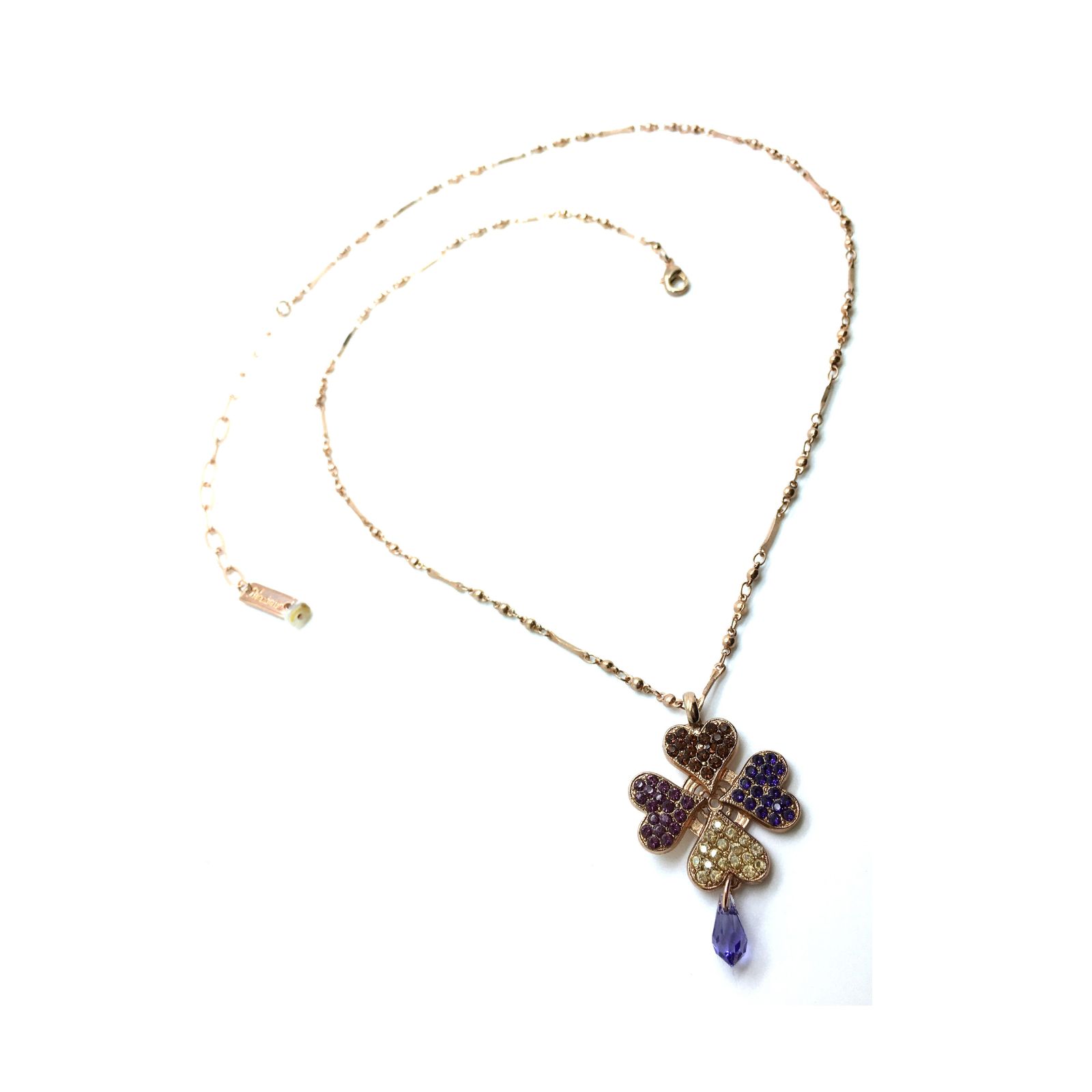 N-5322-5-1030-RG (1) Necklace Pendant By Mariana Woman Clover Amethyst and Topaz Swarovski Crystals - Image 1