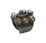 Ring By Mariana Woman Antique Design Orange and Purple Swarovski Crystals - Image 2