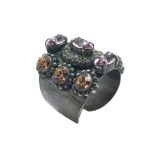 Ring By Mariana Woman Antique Design Orange and Purple Swarovski Crystals