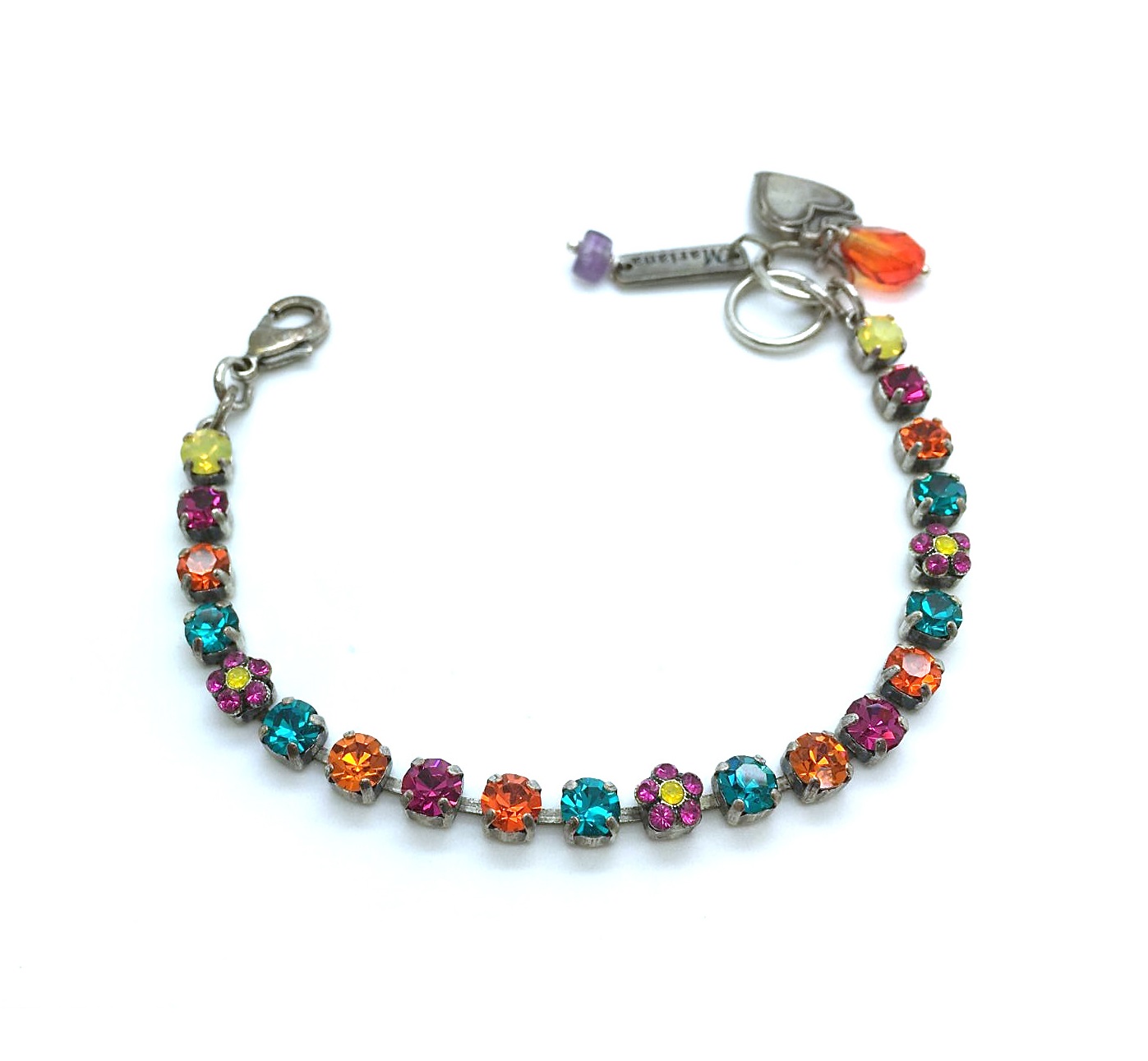 B-4008-1077-SP (2) Mariana Bracelet Colorful Blue Zircon & Fuchsia Crystals Swarovski Masai Africa Coll. - Image 1