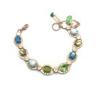 Bracelet By Mariana Turquoise Mineral and Green Swarovski Crystals - Image 3