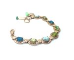 Bracelet By Mariana Turquoise Mineral and Green Swarovski Crystals - Image 2