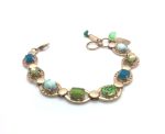 Bracelet By Mariana Turquoise Mineral and Green Swarovski Crystals