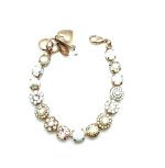 Bracelet By Mariana Kalahari Africa Coll. Clear, Gold ,Peach, Opal & Pearl Flowers Shape Austrian Crystal - Image 2