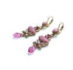 Earrings By Mariana Woman Dangling Pink and Light Rose Swarovski Crystals - Image 2